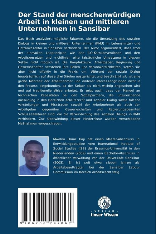Produktbild: Der Stand der menschenw&uuml;rdigen Arbeit in kleinen und mittleren Unternehmen in Sansibar