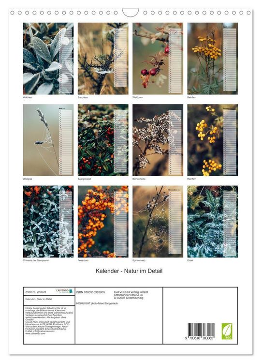 Produktbild: Kalender - Natur im Detail (Wandkalender 2026 DIN A3 hoch), CALVENDO Monatskalender