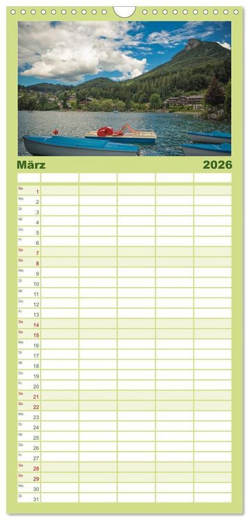 Produktbild: Familienplaner 2026 - Seen - Berge - Salzkammergut mit 5 Spalten (Wandkalender, 21 x 45 cm) CALVENDO