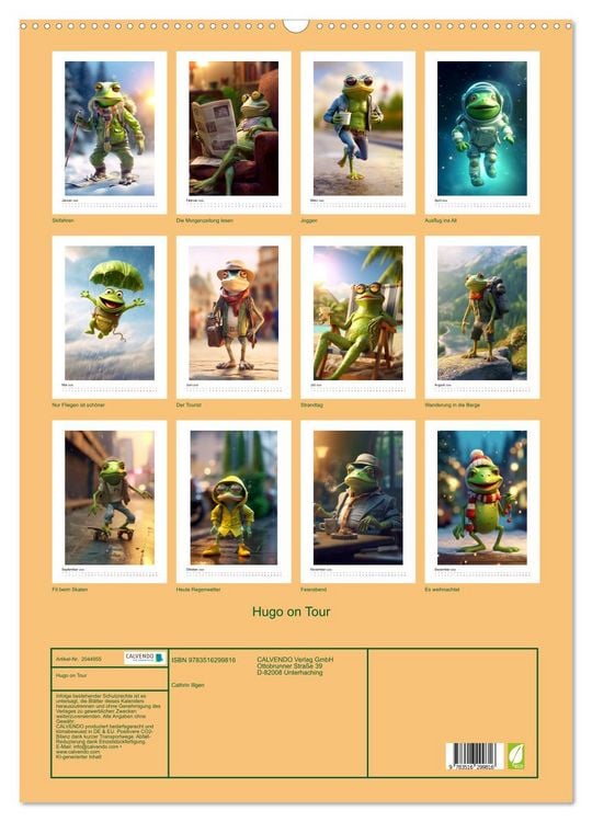 Produktbild: Hugo on Tour (Wandkalender 2026 DIN A2 hoch), CALVENDO Monatskalender