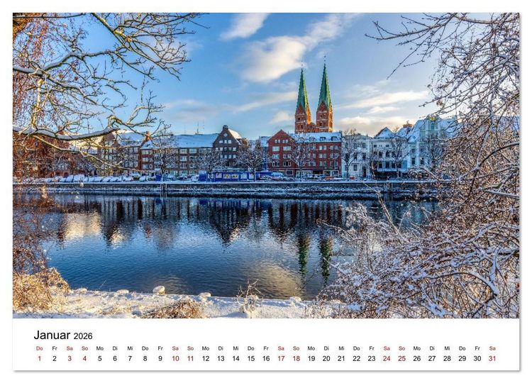 Produktbild: L&uuml;beck &ndash; Im Licht der Zeit (Wandkalender 2026 DIN A2 quer), CALVENDO Monatskalender