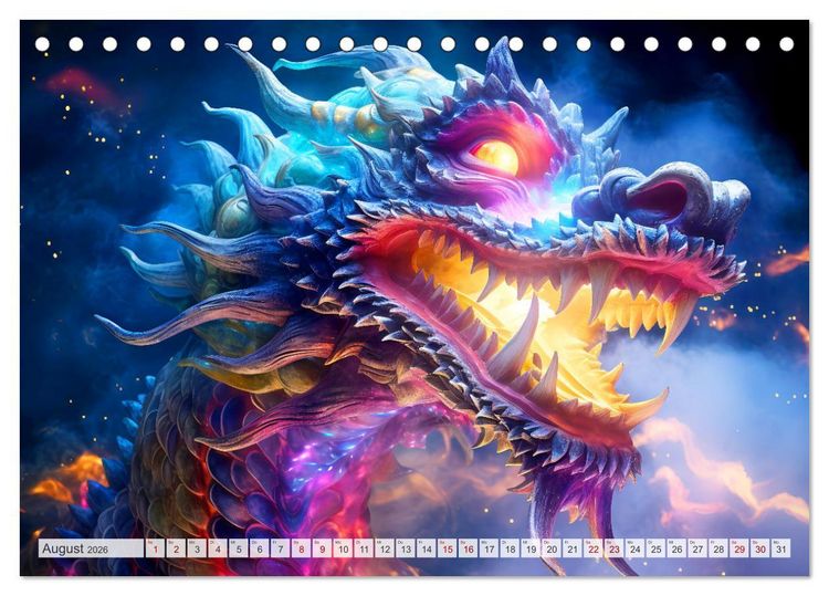 Produktbild: Jahr des Drachen - Im Stil des chinesischen Tierkreiszeichens (Tischkalender 2026 DIN A5 quer), CALVENDO Monatskalender