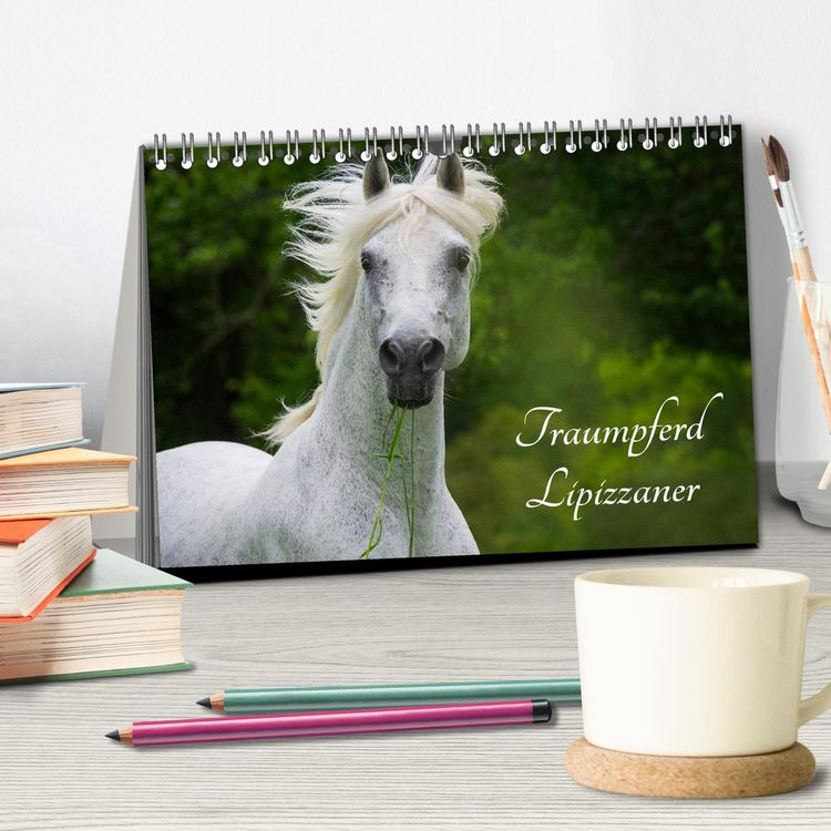 Produktbild: Traumpferd Lipizzaner (Tischkalender 2026 DIN A5 quer), CALVENDO Monatskalender