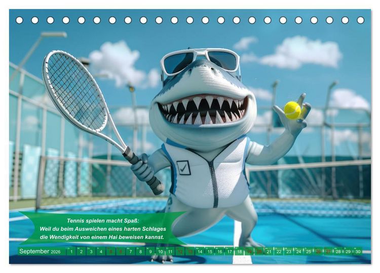 Produktbild: Der tierisch lustige Tennis-Kalender (Tischkalender 2026 DIN A5 quer), CALVENDO Monatskalender
