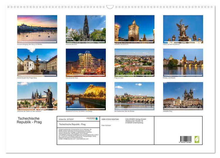 Produktbild: Tschechische Republik - Prag (Wandkalender 2026 DIN A2 quer), CALVENDO Monatskalender