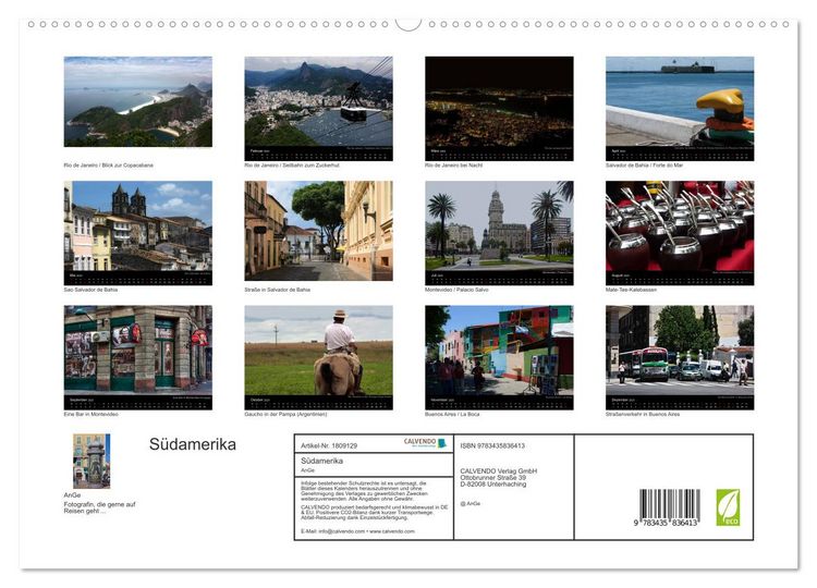 Produktbild: S&uuml;damerika (hochwertiger Premium Wandkalender 2025 DIN A2 quer), Kunstdruck in Hochglanz