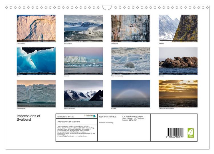 Produktbild: Impressions of Svalbard (Wall Calendar 2026 DIN A3 landscape), CALVENDO 12 Month Wall Calendar