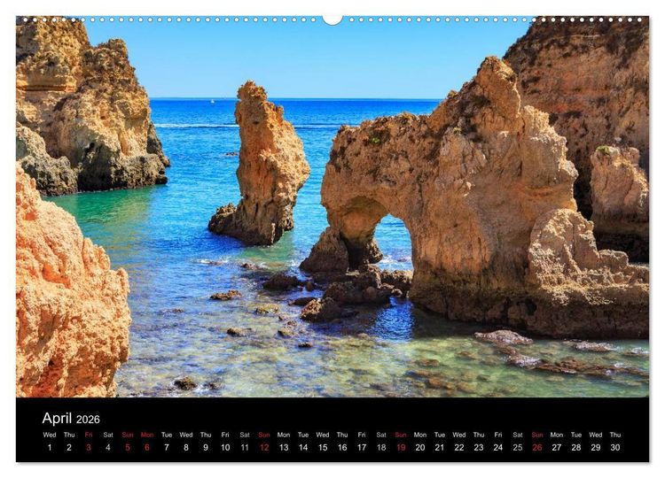 Produktbild: Algarve - the gold coast of Portugal (High Quality Premium Wall Calendar 2026 DIN A2 landscape),CALVENDO 12 Month Wall Calendar