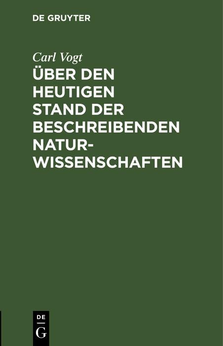 Produktbild: &Uuml;ber den heutigen Stand der beschreibenden Naturwissenschaften