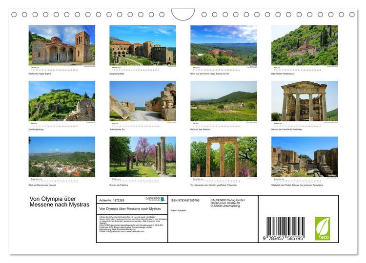 Produktbild: Von Olympia &uuml;ber Messene nach Mystras (Wandkalender 2026 DIN A4 quer), CALVENDO Monatskalender