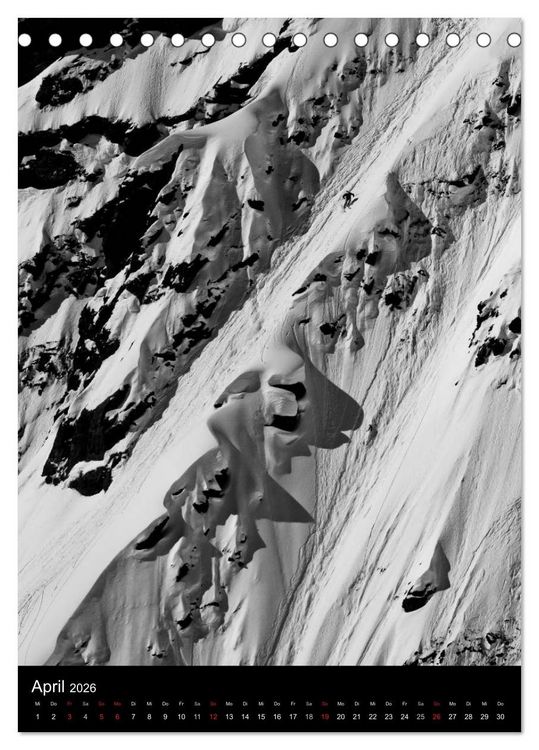 Produktbild: Monochrome Ski (Tischkalender 2026 DIN A5 hoch), CALVENDO Monatskalender