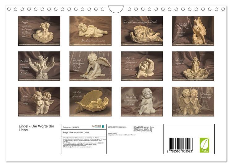 Produktbild: Engel - Die Worte der Liebe (Wandkalender 2026 DIN A4 quer), CALVENDO Monatskalender