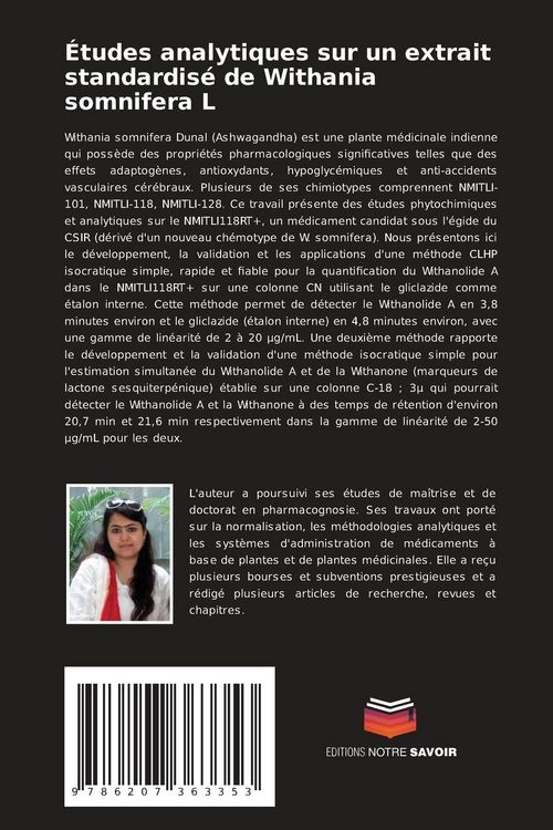Produktbild: &Eacute;tudes analytiques sur un extrait standardis&eacute; de Withania somnifera L