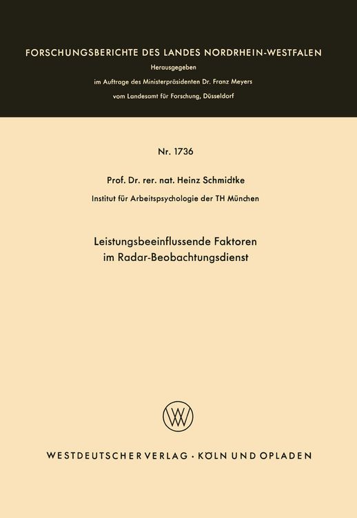 Produktbild: Leistungsbeeinflussende Faktoren im Radar-Beobachtungsdienst