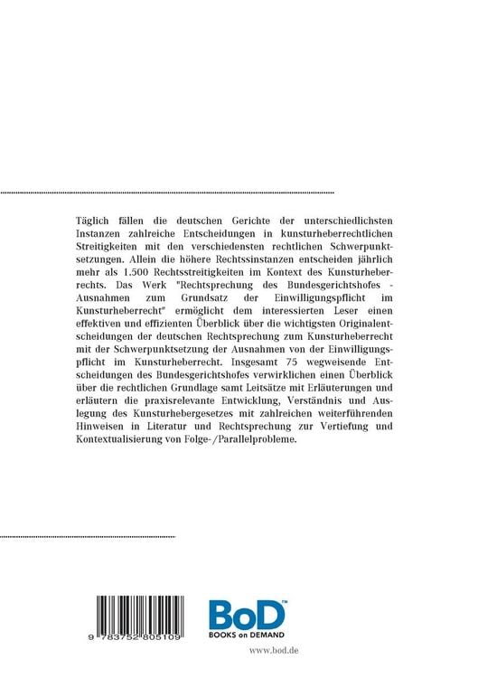 Produktbild: Rechtsprechung des Bundesgerichtshofes - Ausnahmen zum Grundsatz der Einwilligungspflicht im Kunsturheberrecht -