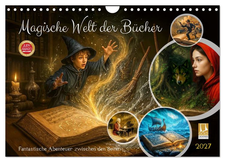 Produktbild: Magische Welt der B&uuml;cher - Fantastische Abenteuer zwischen den Seiten (Wandkalender 2027 DIN A4 quer), CALVENDO Monatskalender