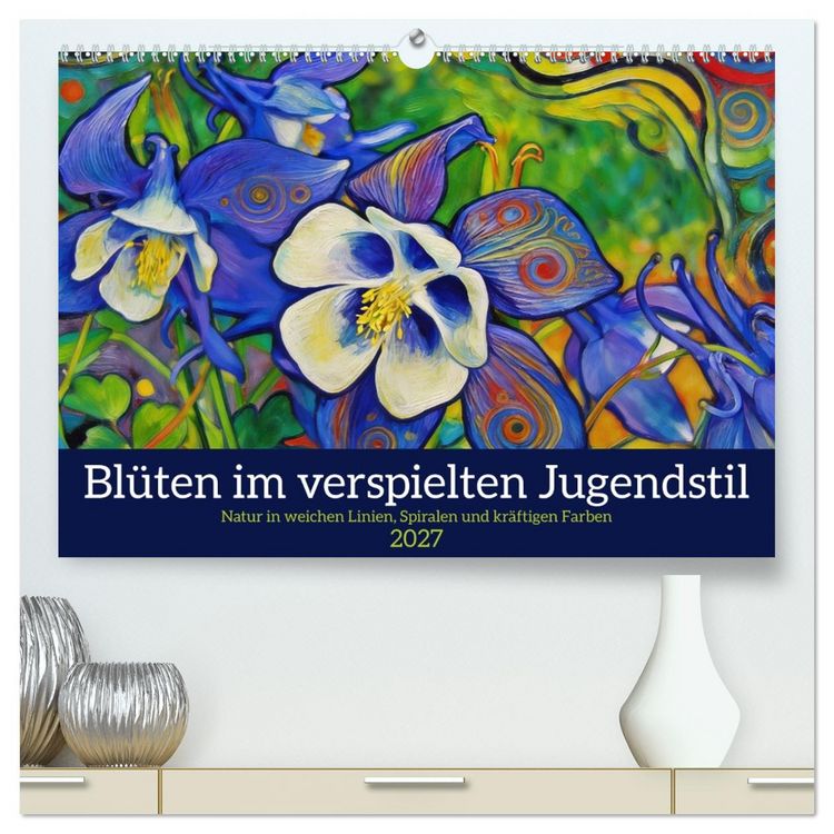 Produktbild: Bl&uuml;ten im verspielten Jugendstil (hochwertiger Premium Wandkalender 2027 DIN A2 quer), Kunstdruck in Hochglanz