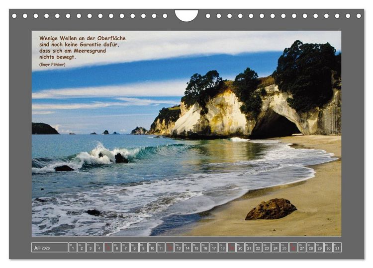 Produktbild: Naturwunder Neuseeland - in Bild und Text (Wandkalender 2026 DIN A4 quer), CALVENDO Monatskalender
