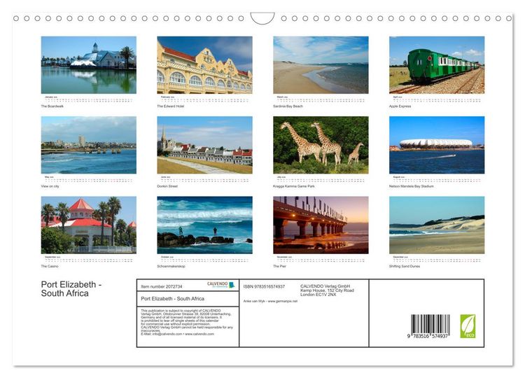 Produktbild: Port Elizabeth - South Africa (Wall Calendar 2026 DIN A3 landscape), CALVENDO 12 Month Wall Calendar