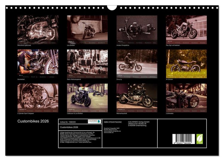 Produktbild: Custombikes 2026 (Wandkalender 2026 DIN A3 quer), CALVENDO Monatskalender