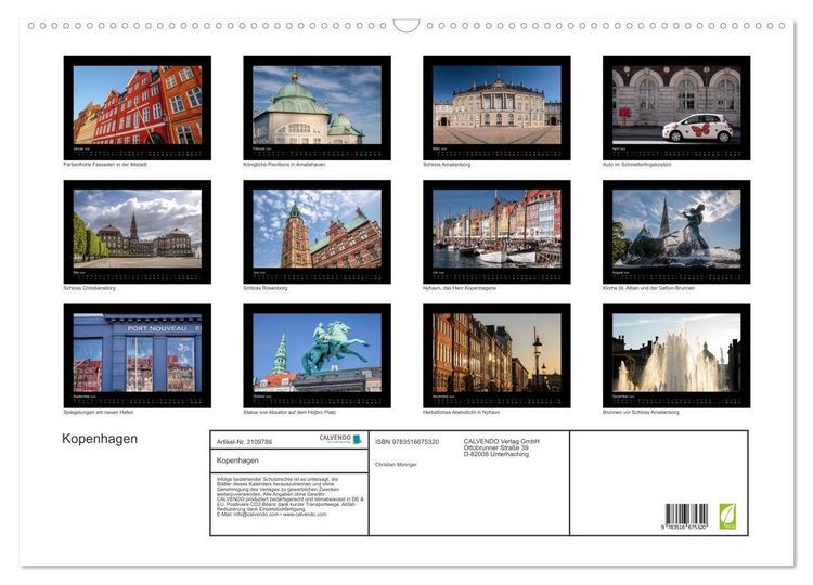 Produktbild: Kopenhagen (Wandkalender 2026 DIN A2 quer), CALVENDO Monatskalender