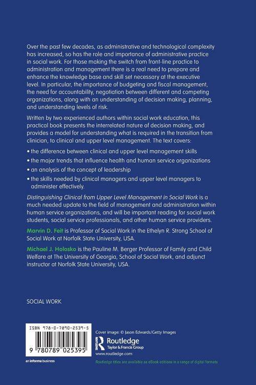 Produktbild: Distinguishing Clinical from Upper Level Management in Social Work
