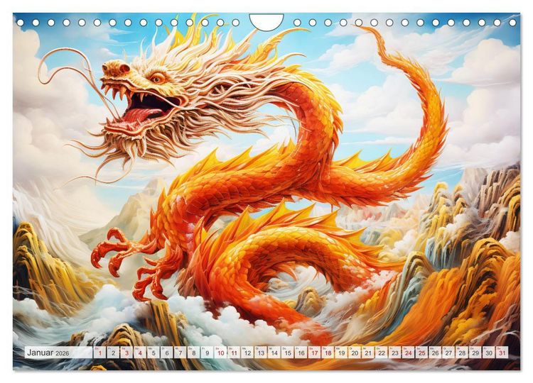Produktbild: Jahr des Drachen - Im Stil des chinesischen Tierkreiszeichens (Wandkalender 2026 DIN A4 quer), CALVENDO Monatskalender