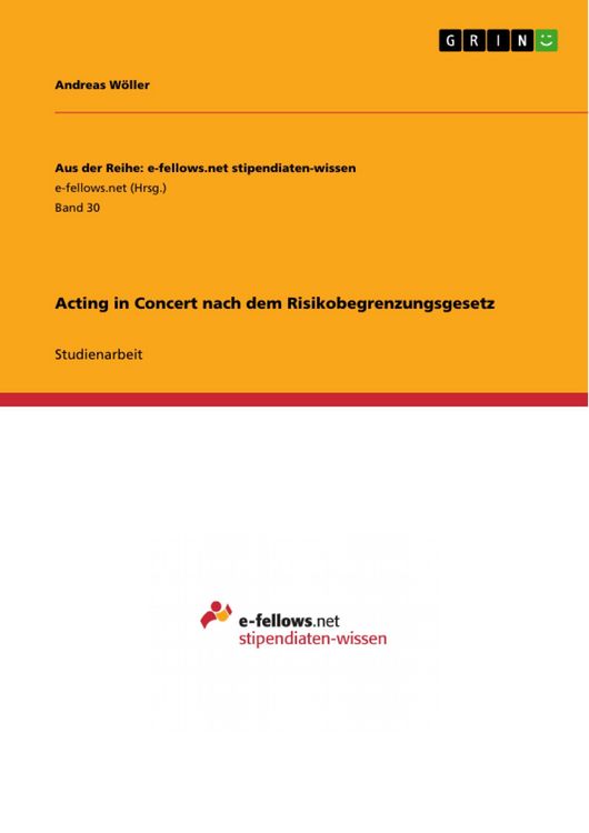 Produktbild: Acting in Concert nach dem Risikobegrenzungsgesetz
