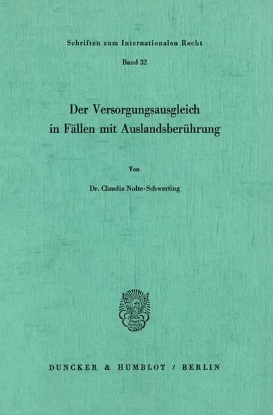 Produktbild: Der Versorgungsausgleich in F&auml;llen mit Auslandsber&uuml;hrung.