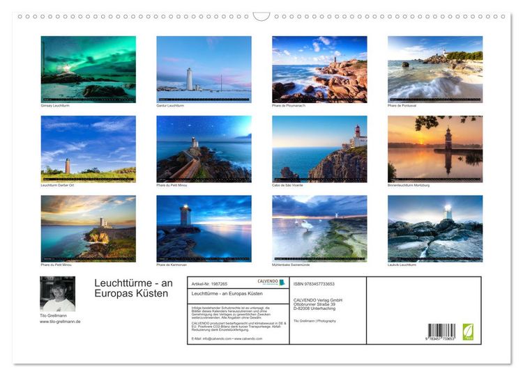 Produktbild: Leuchtt&uuml;rme - an Europas K&uuml;sten (Wandkalender 2026 DIN A2 quer), CALVENDO Monatskalender