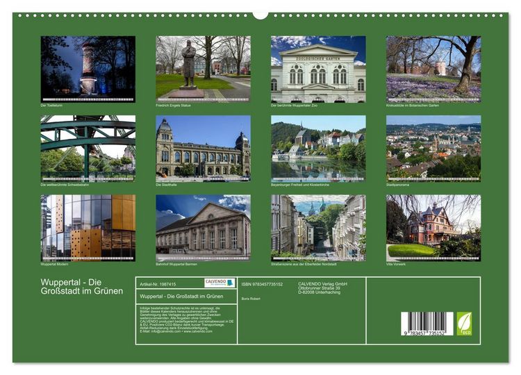 Produktbild: Wuppertal - Die Gro&szlig;stadt im Gr&uuml;nen (hochwertiger Premium Wandkalender 2026 DIN A2 quer), Kunstdruck in Hochglanz