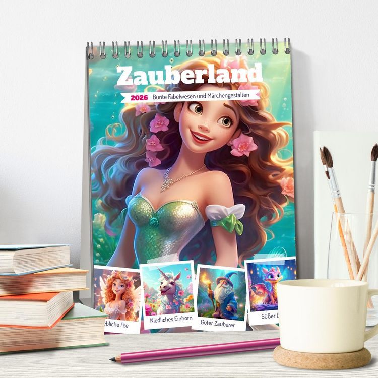 Produktbild: Zauberland. Bunte Fabelwesen und M&auml;rchengestalten (Tischkalender 2026 DIN A5 hoch), CALVENDO Monatskalender