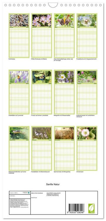 Produktbild: Familienplaner 2026 - Sanfte Natur mit 5 Spalten (Wandkalender, 21 x 45 cm) CALVENDO