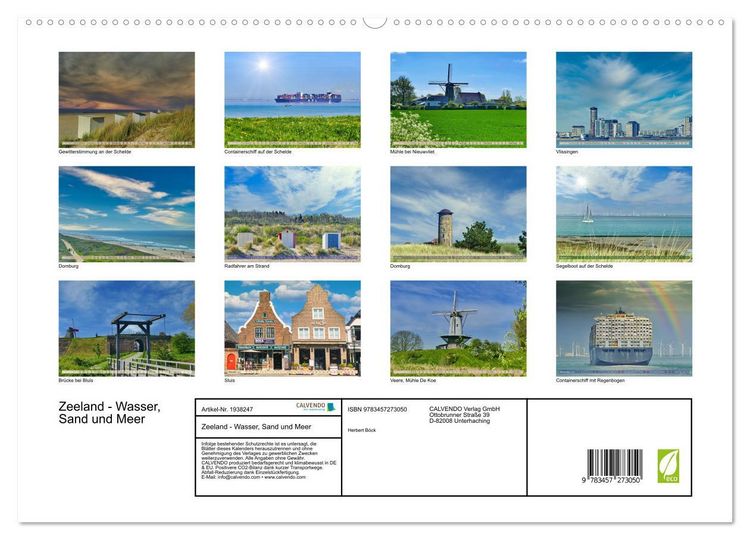 Produktbild: Zeeland - Wasser, Sand und Meer (hochwertiger Premium Wandkalender 2026 DIN A2 quer), Kunstdruck in Hochglanz