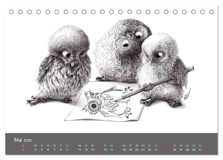 Produktbild: owls & friends 2026 (Tischkalender 2026 DIN A5 quer), CALVENDO Monatskalender