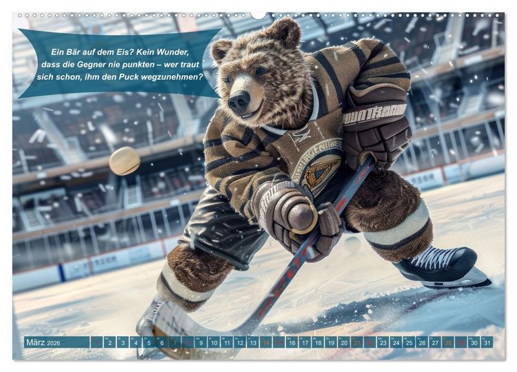 Produktbild: Der tierisch lustige Eishockey Kalender (Wandkalender 2026 DIN A2 quer), CALVENDO Monatskalender