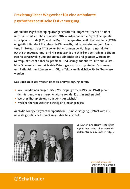 Produktbild: Psychotherapeutische Erstversorgung: Sprechstunde, Akutbehandlung und Gruppengrundversorgung