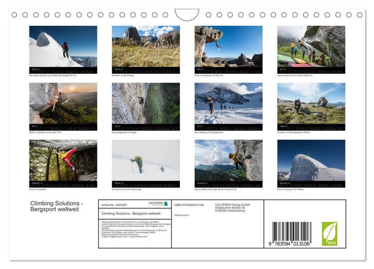 Produktbild: Climbing Solutions - Bergsport weltweit (Wandkalender 2027 DIN A4 quer), CALVENDO Monatskalender