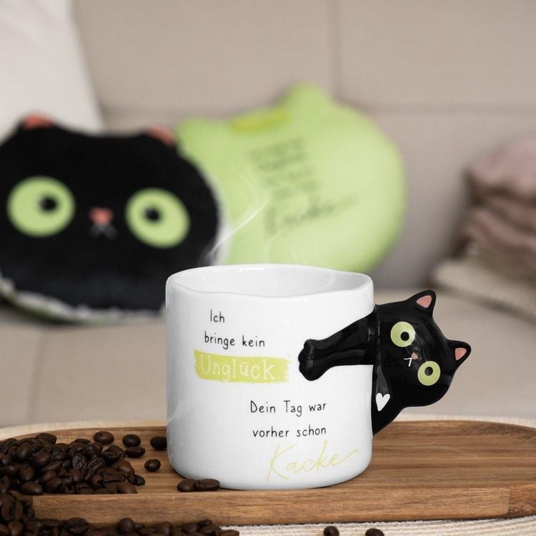 Produktbild: Fig&uuml;rliche Tasse Katze "Ich bringe kein Ungl&uuml;ck..."