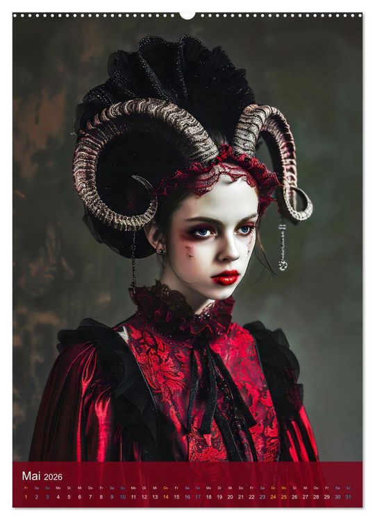 Produktbild: Teuflische Gothics - Gothic, Girls und Hörner (Wandkalender 2026 DIN A2 hoch), CALVENDO Monatskalender