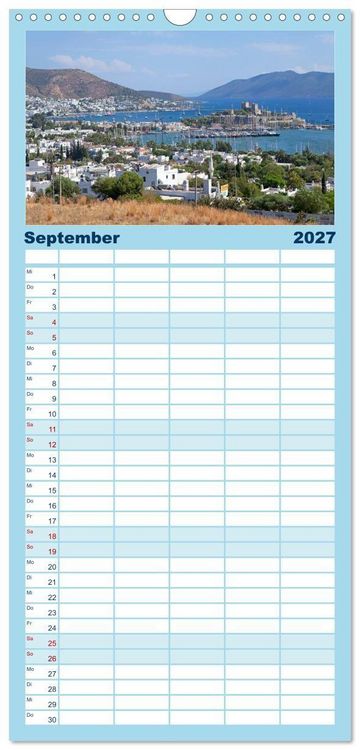 Produktbild: Familienplaner 2027 - Sommer an der T&uuml;rkischen &Auml;g&auml;is mit 5 Spalten (Wandkalender, 21 x 45 cm) CALVENDO