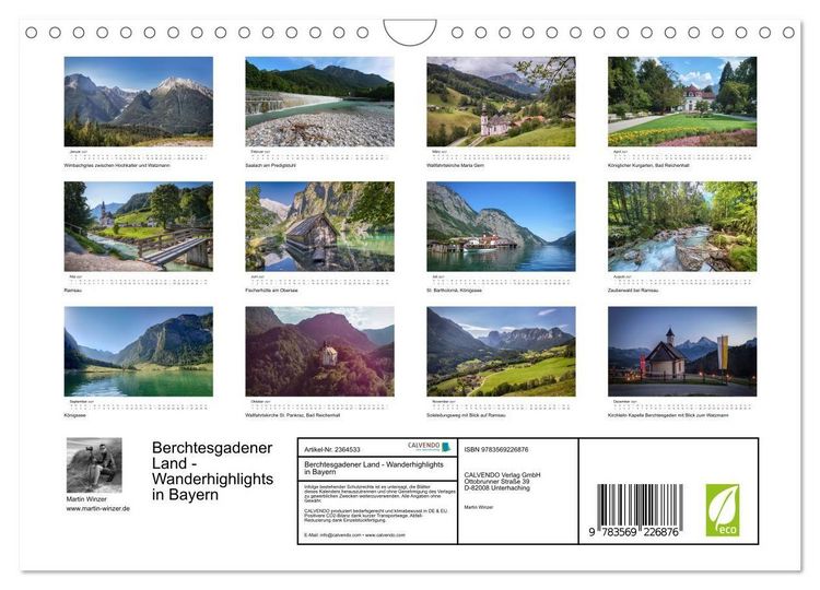Produktbild: Berchtesgadener Land - Wanderhighlights in Bayern (Wandkalender 2027 DIN A4 quer), CALVENDO Monatskalender