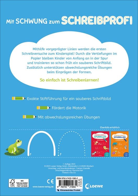 Produktbild: Schreiben lernen mit Spurrillen - Schwung&uuml;bungen und erstes Schreiben
