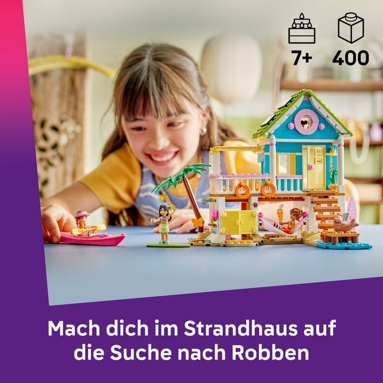 Produktbild: LEGO Friends 42699 Strandhaus mit Robben, Spielset mit 3 Mini Puppen