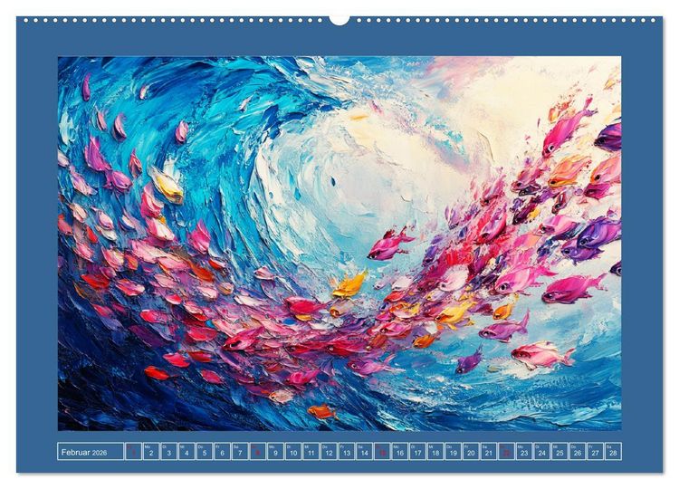 Produktbild: Bunte Fische im &Ouml;lgem&auml;lde-Stil. Zuhause in den Meerestiefen (Wandkalender 2026 DIN A2 quer), CALVENDO Monatskalender