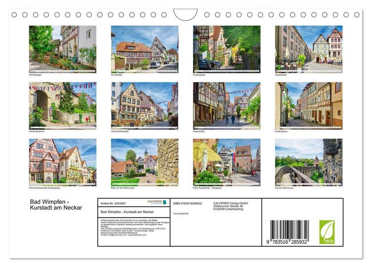 Produktbild: Bad Wimpfen - Kurstadt am Neckar (Wandkalender 2026 DIN A4 quer), CALVENDO Monatskalender
