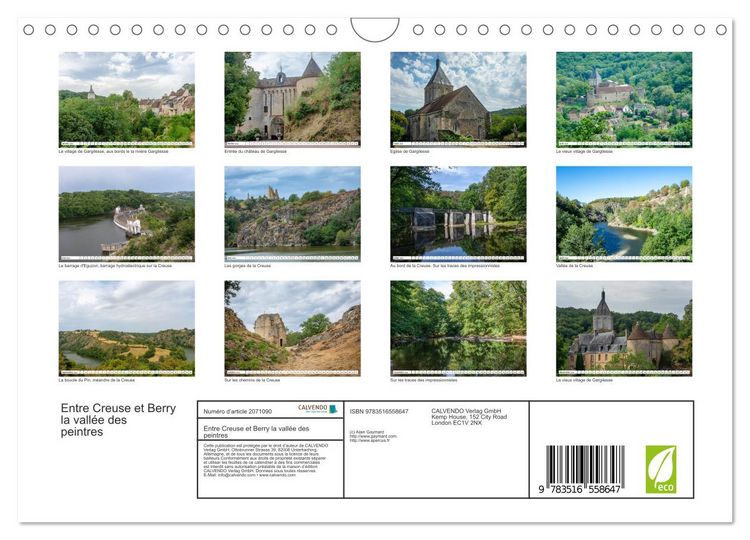 Produktbild: Entre Creuse et Berry la vall&eacute;e des peintres (Calendrier mural 2026 DIN A4 vertical), CALVENDO calendrier mensuel