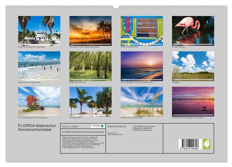 Produktbild: FLORIDA Malerischer Sonnenscheinstaat (hochwertiger Premium Wandkalender 2026 DIN A2 quer), Kunstdruck in Hochglanz