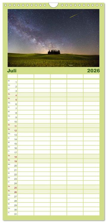 Produktbild: Familienplaner 2026 - Traumziel Toskana mit 5 Spalten (Wandkalender, 21 x 45 cm) CALVENDO