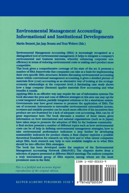 Produktbild: Environmental Management Accounting: Informational and Institutional Developments